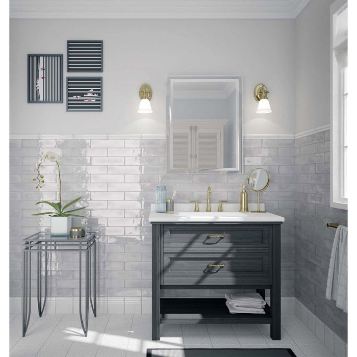 Equipe - Splendours Collection - 3 in. x 12 in. Wall Tile - Grey Installed
