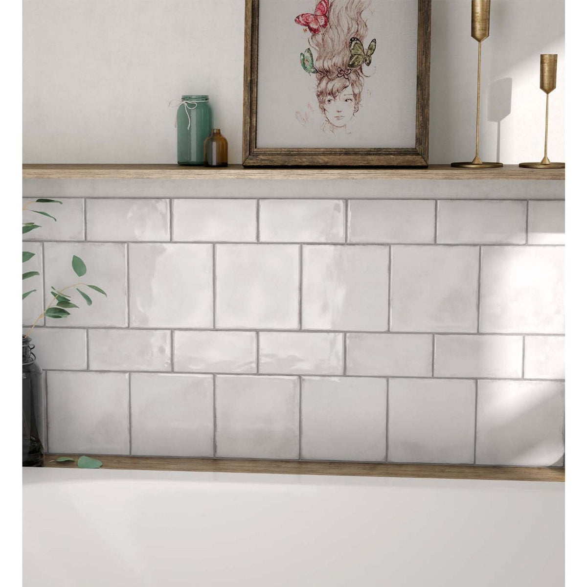 Equipe - Splendours Collection - 3 in. x 12 in. Wall Tile - White Installed