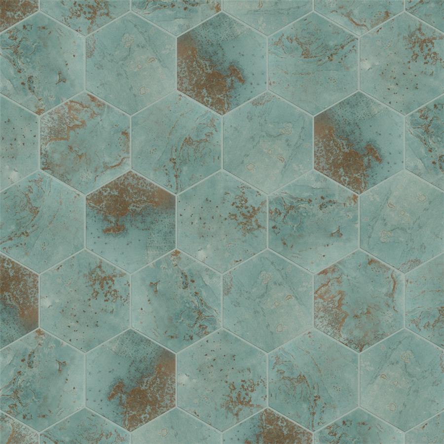 SomerTile - Zinc Hex Porcelain Tile - Green Variation