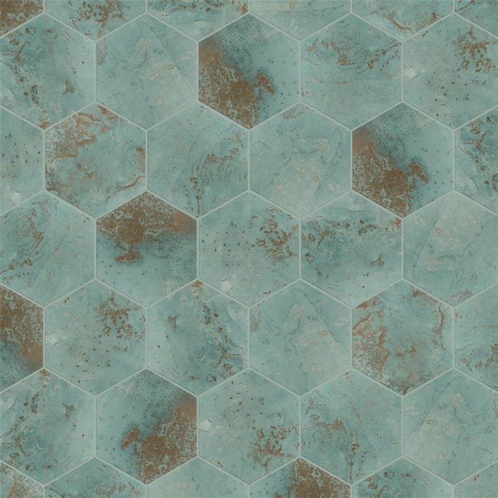 SomerTile - Zinc Hex Porcelain Tile - Green Variation