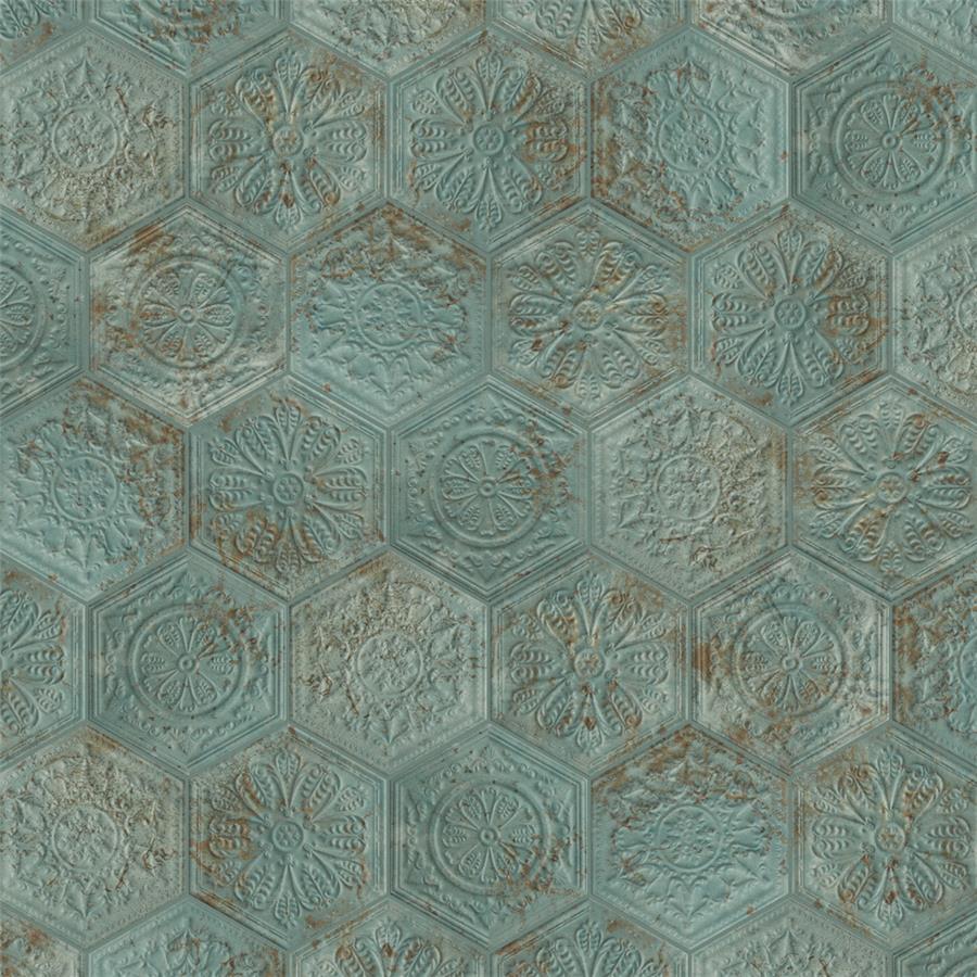 SomerTile - Zinc Hex Porcelain Tile - Green Decor Variation