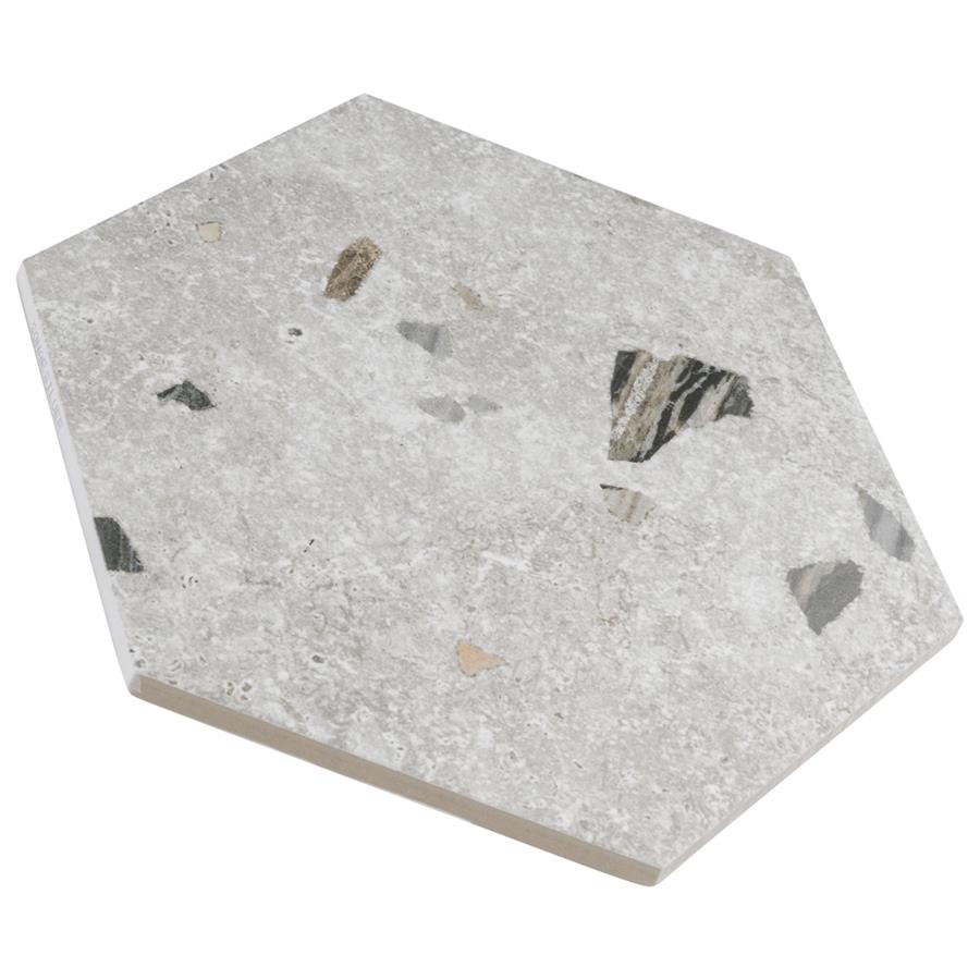 SomerTile - Sonar Hex Terrazzo Porcelain Tile - Silver