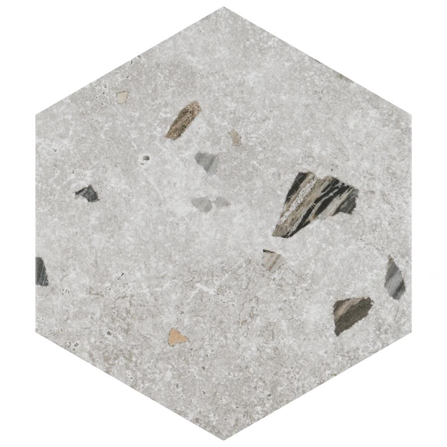 SomerTile - Sonar Hex Terrazzo Porcelain Tile - Silver