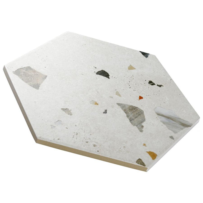 SomerTile - Sonar Hex Terrazzo Porcelain Tile - White