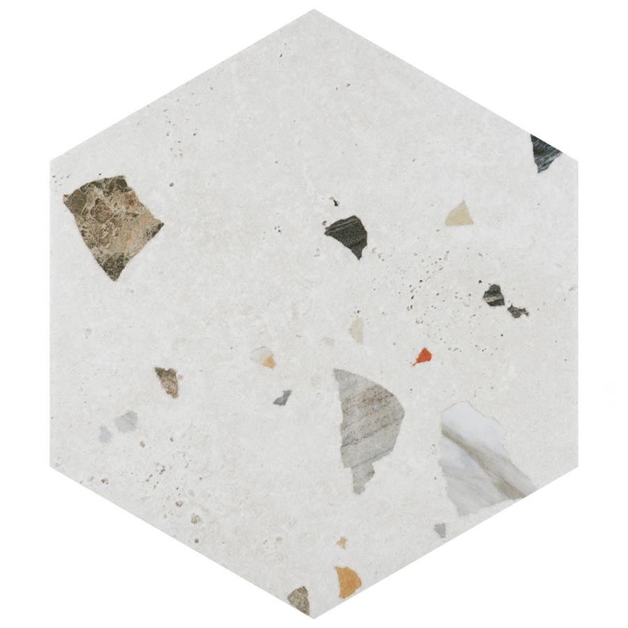 SomerTile - Sonar Hex Terrazzo Porcelain Tile - White