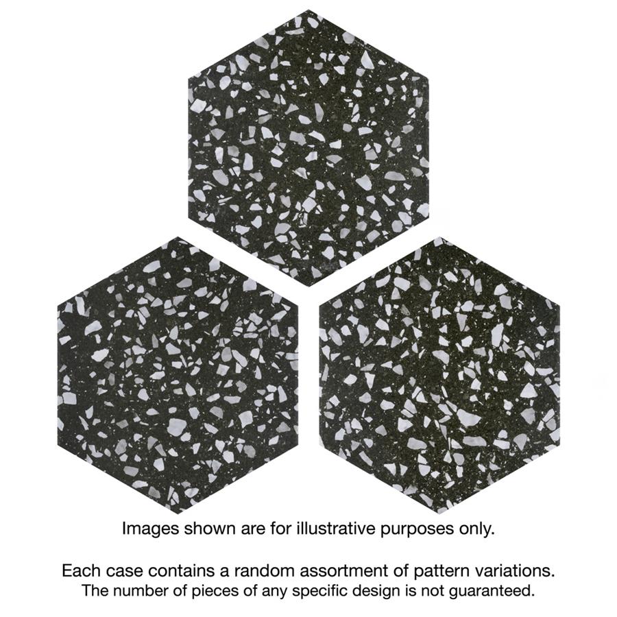 SomerTile - Venice - Hexagon Porcelain Tile - Black Variation
