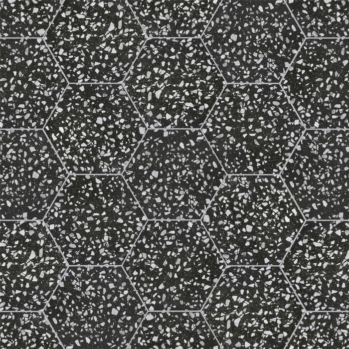 SomerTile - Venice - Hexagon Porcelain Tile - Black Installed