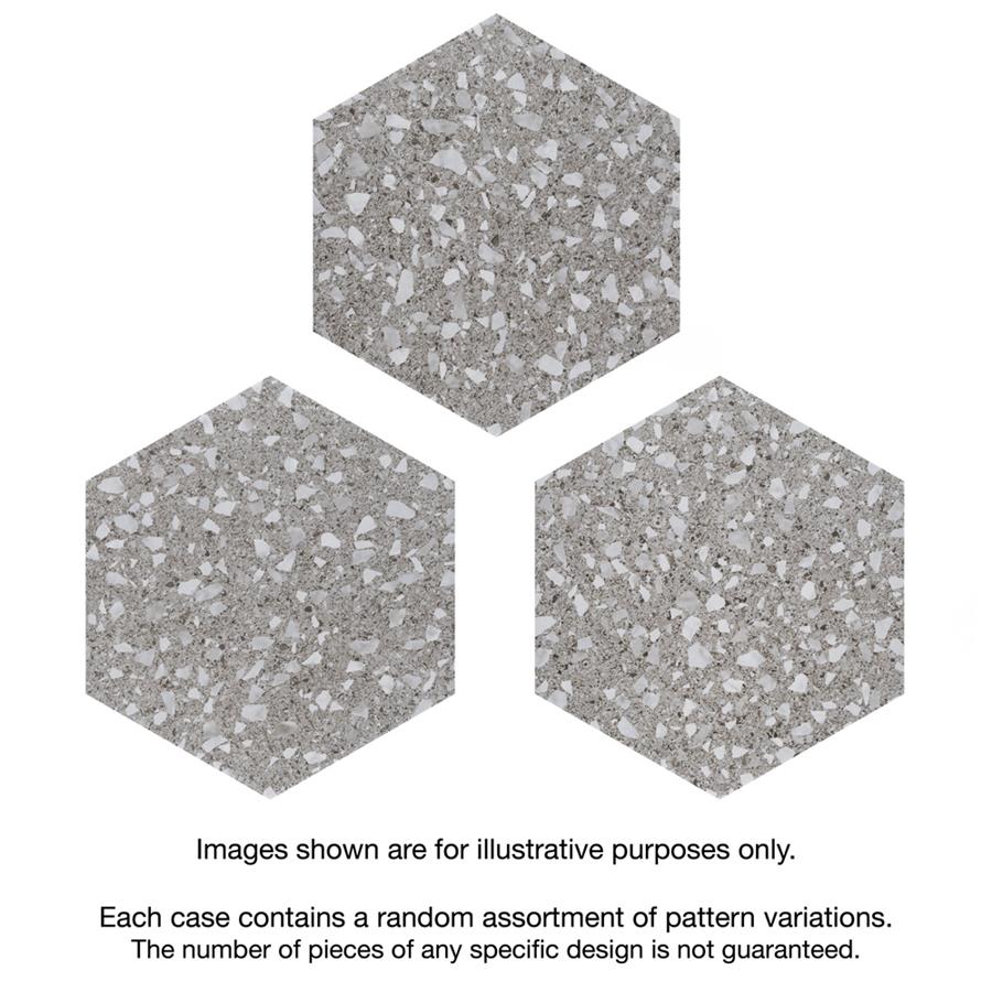 SomerTile - Venice - Hexagon Porcelain Tile - Silver Variation