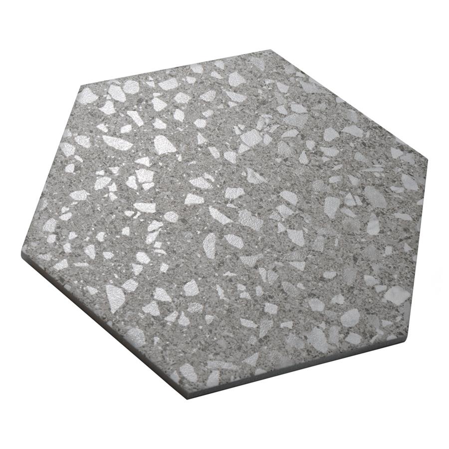 SomerTile - Venice - Hexagon Porcelain Tile - Silver Angled View