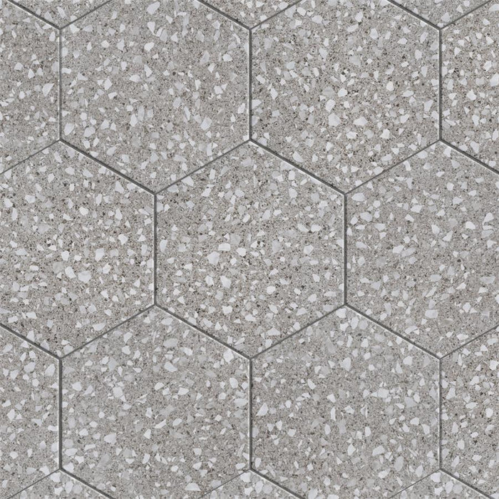 SomerTile - Venice - Hexagon Porcelain Tile - Silver Installed
