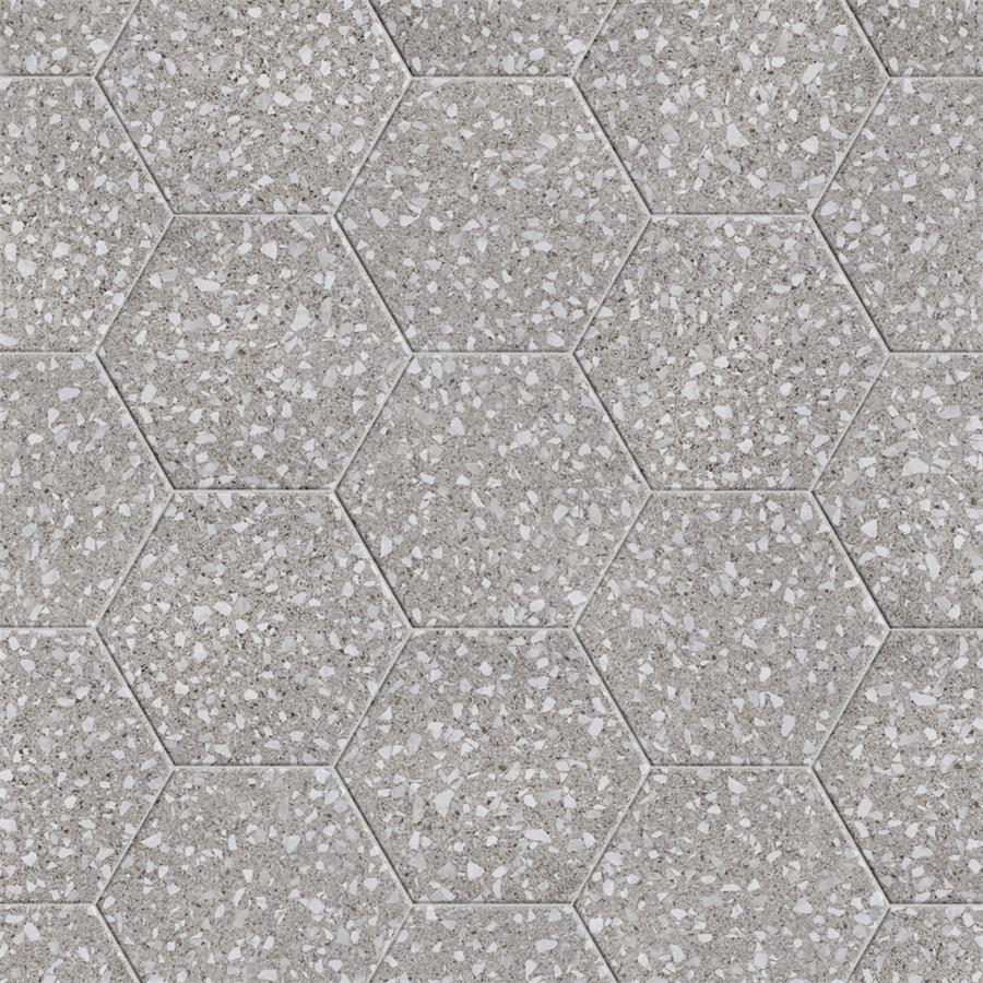 SomerTile - Venice - Hexagon Porcelain Tile - Silver Installed 2