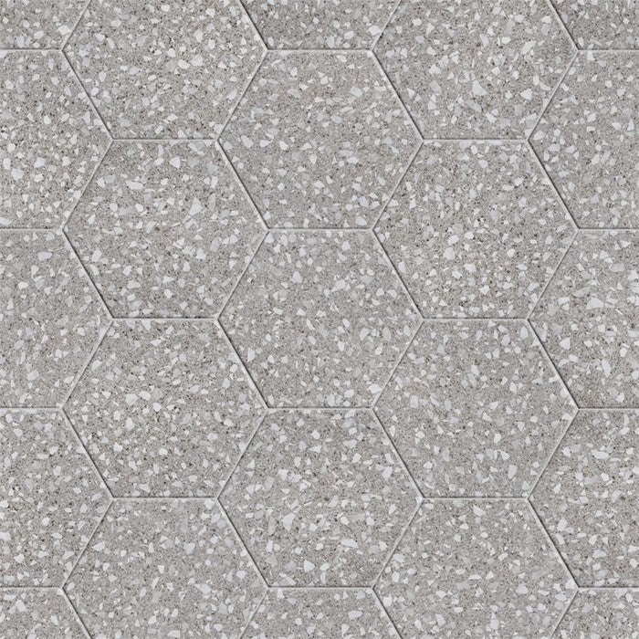 SomerTile - Venice - Hexagon Porcelain Tile - Silver Installed 2