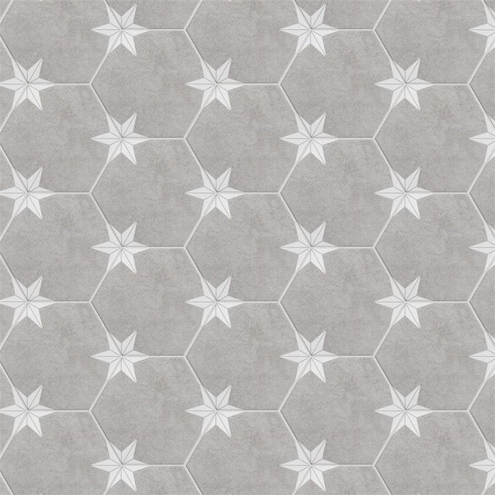 SomerTile - Stella Hex Porcelain Tile - Mist Variation