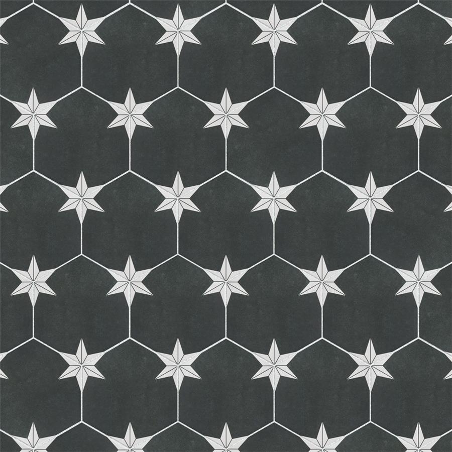 SomerTile - Stella Hex Porcelain Tile - Night Variation