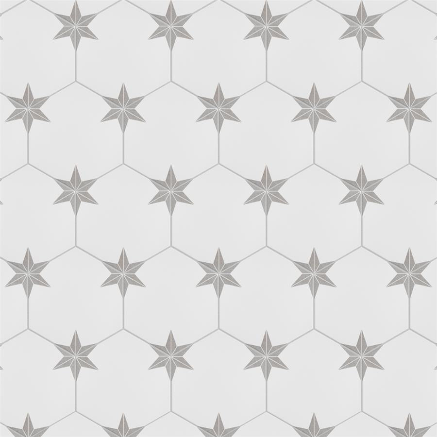 SomerTile - Stella Hex Porcelain Tile - Silver Variation