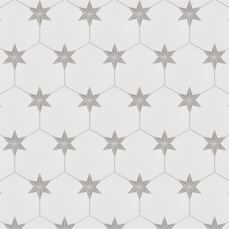 SomerTile - Stella Hex Porcelain Tile - Silver