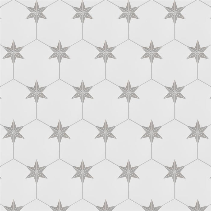 SomerTile - Stella Hex Porcelain Tile - Silver Variation
