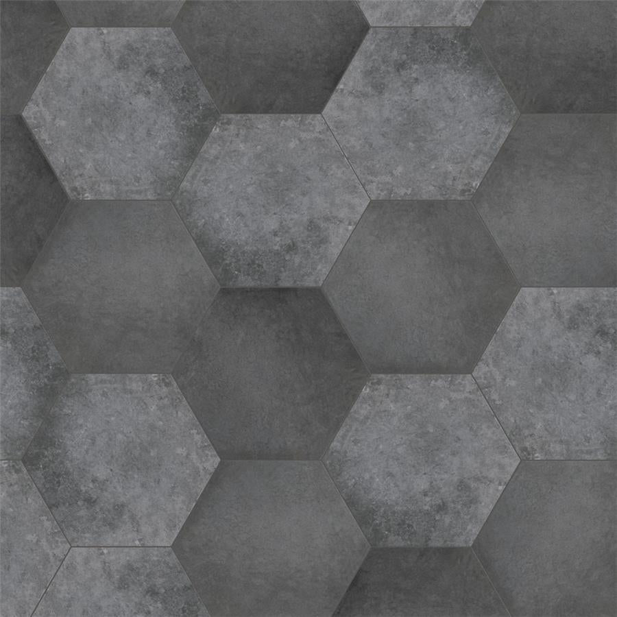 SomerTile - Heritage Hex 7&quot;x 8&quot; Porcelain Tile - Carbon Variation