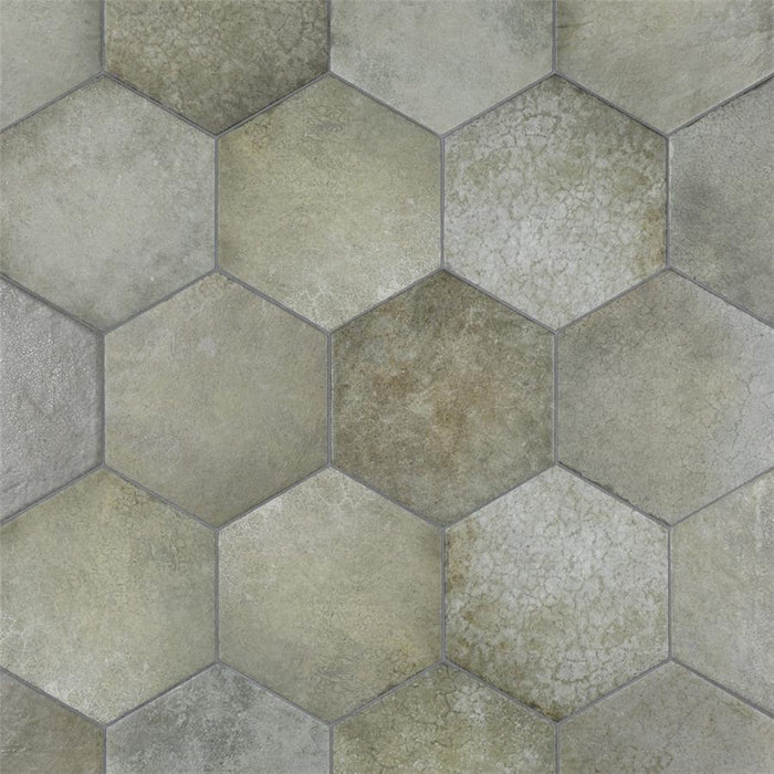 SomerTile - Heritage Hex 7"x 8" Porcelain Tile - Jungle Variation