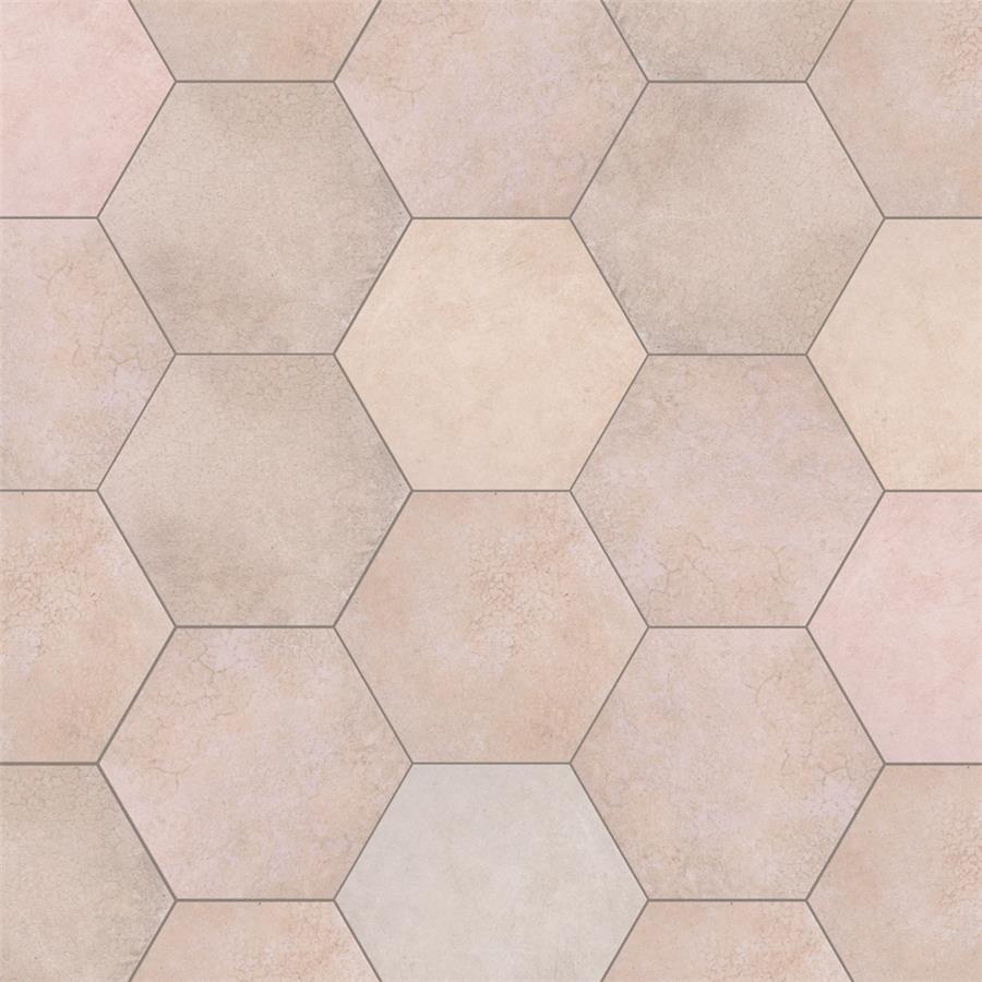 SomerTile - Heritage Hex 7&quot;x 8&quot; Porcelain Tile - Rose Variation