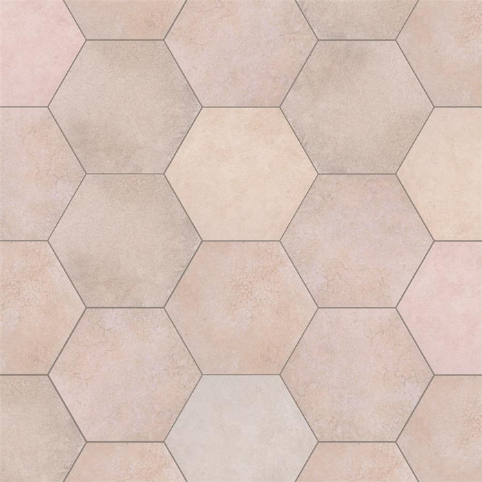 SomerTile - Heritage Hex 7"x 8" Porcelain Tile - Rose Variation