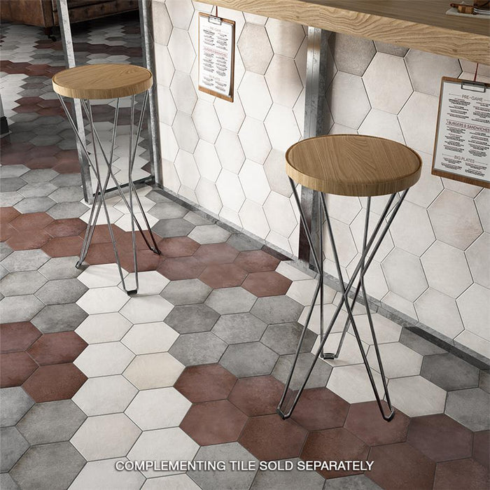SomerTile - Heritage Hex 7"x 8" Porcelain Tile - Shadow Installed