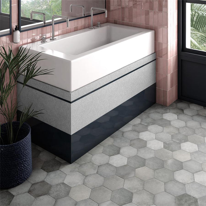 SomerTile - Heritage Hex 7"x 8" Porcelain Tile - Shadow Floor Install