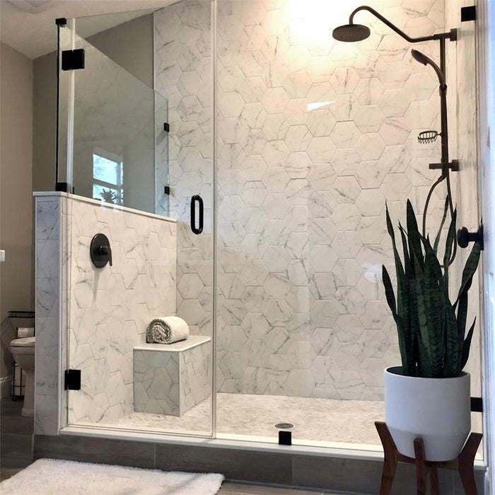 SomerTile - Classico Carrara Hexagon 7"x 8" Porcelain Tile Wall Install