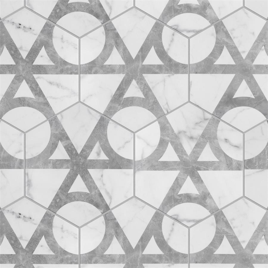 SomerTile - Classico Carrara Hexagon Flow 7&quot;x 8&quot; Porcelain Tile Variation