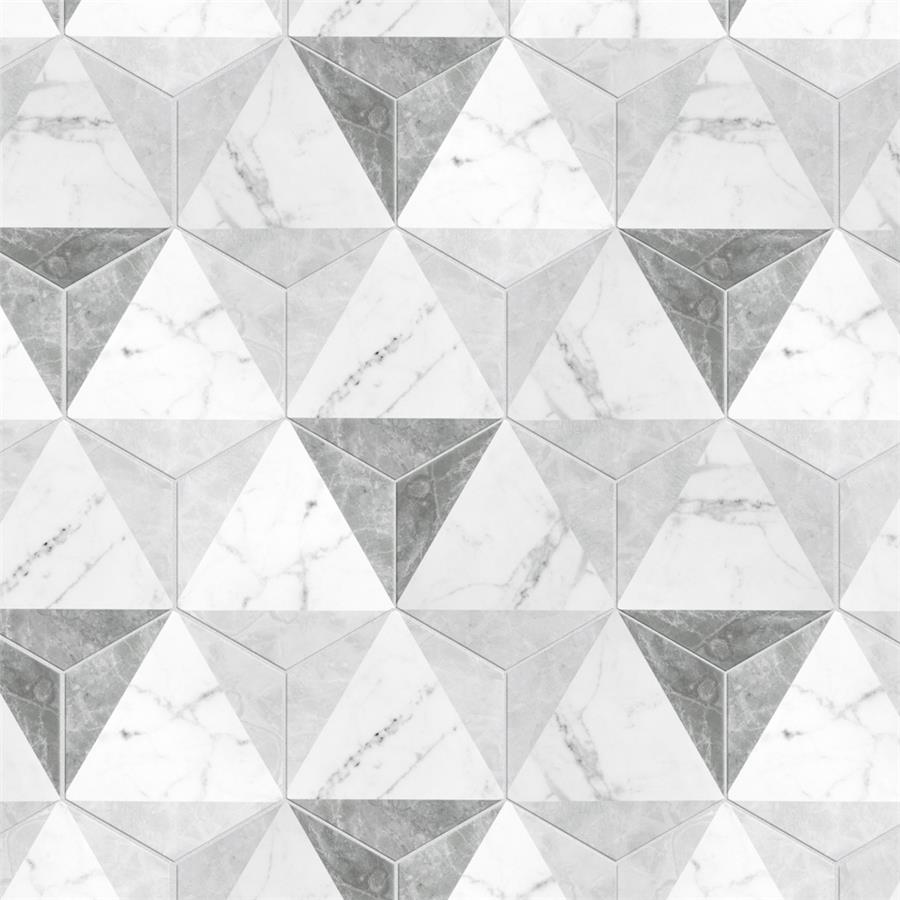 SomerTile - Classico Carrara Hexagon Peak 7&quot;x 8&quot; Porcelain Tile w/ Pattern 3