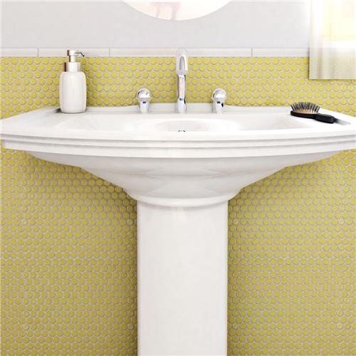 SomerTile - Hudson Penny Round Gloss Mosaic - Vintage Yellow