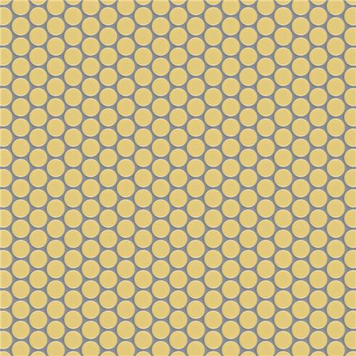 SomerTile - Hudson Penny Round Gloss Mosaic - Vintage Yellow Variation