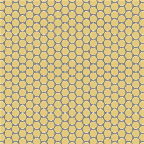 SomerTile - Hudson Penny Round Gloss Mosaic - Vintage Yellow Variation