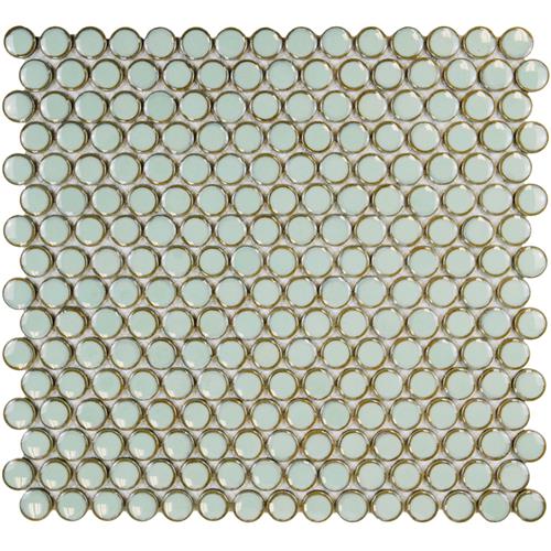 SomerTile - Hudson Penny Round Gloss Mosaic - Light Green