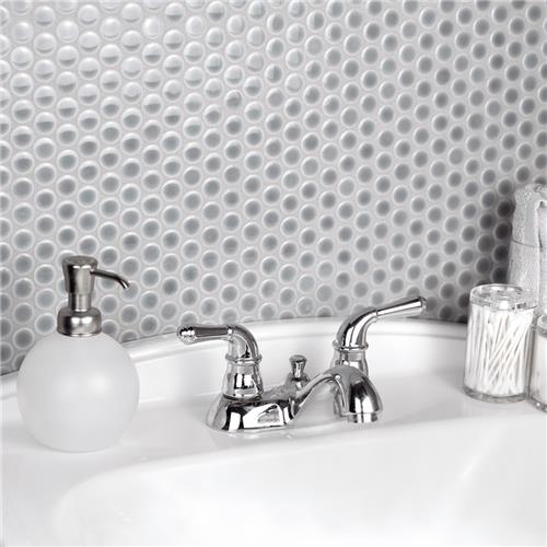 SomerTile - Hudson Penny Round Gloss Mosaic - Slate Installed