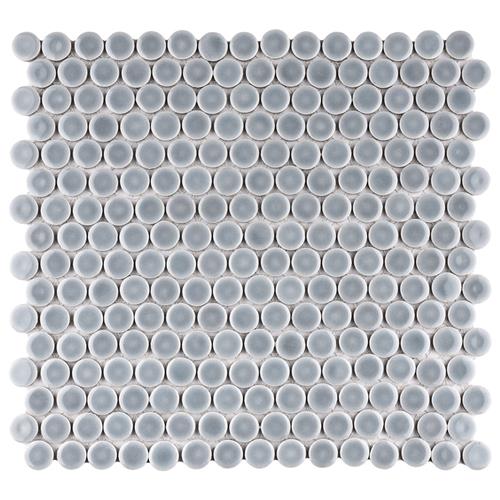 SomerTile - Hudson Penny Round Gloss Mosaic - Slate