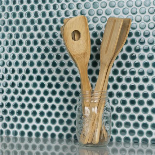 SomerTile - Hudson Penny Round Gloss Mosaic - Emerald Wall Install