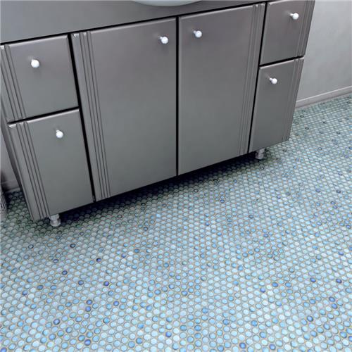 SomerTile - Hudson Penny Round Gloss Mosaic - Marine Floor Install