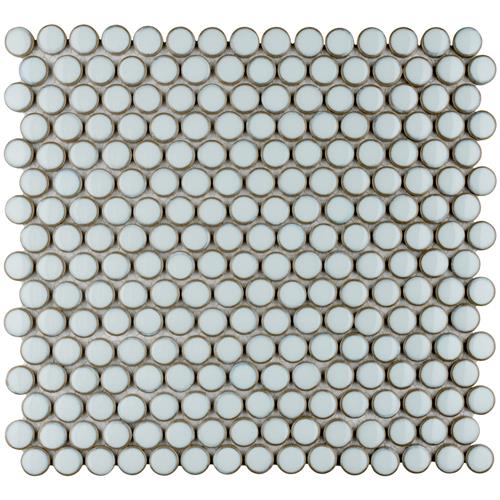 SomerTile - Hudson Penny Round Gloss Mosaic - Silk White