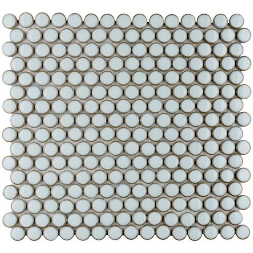 SomerTile - Hudson Penny Round Gloss Mosaic - Silk White