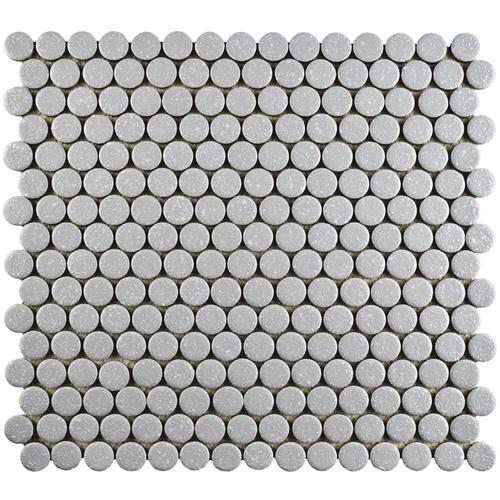 SomerTile - Hudson Penny Round Gloss Mosaic - Crystalline Grey