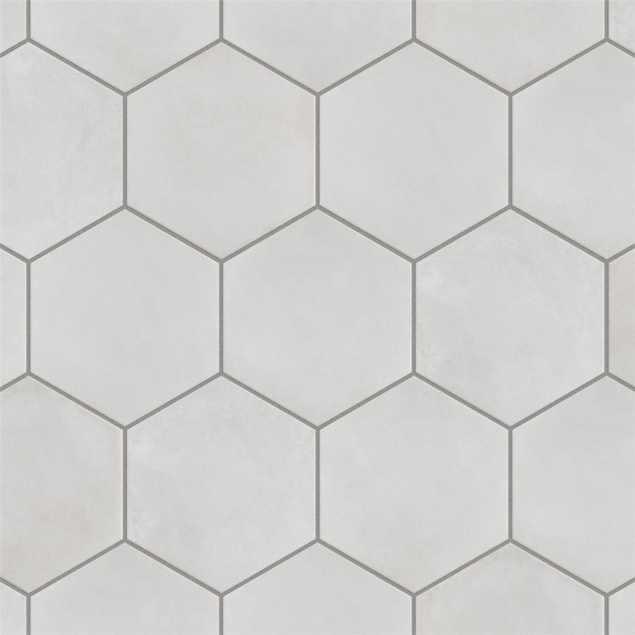 SomerTile - Matter Hexagon 7&quot; x 9&quot; Porcelain Tile - Bone Dark Grout