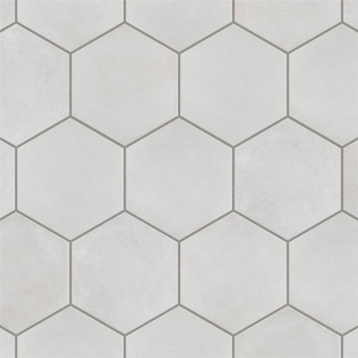 SomerTile - Matter Hexagon 7" x 9" Porcelain Tile - Bone Dark Grout