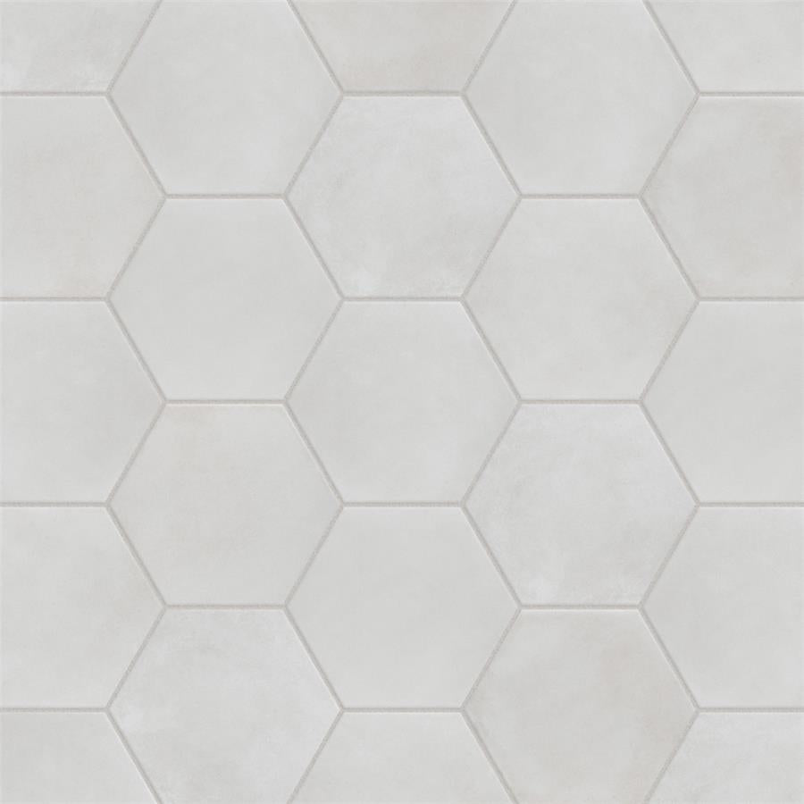 SomerTile - Matter Hexagon 7&quot; x 9&quot; Porcelain Tile - Bone White Grout