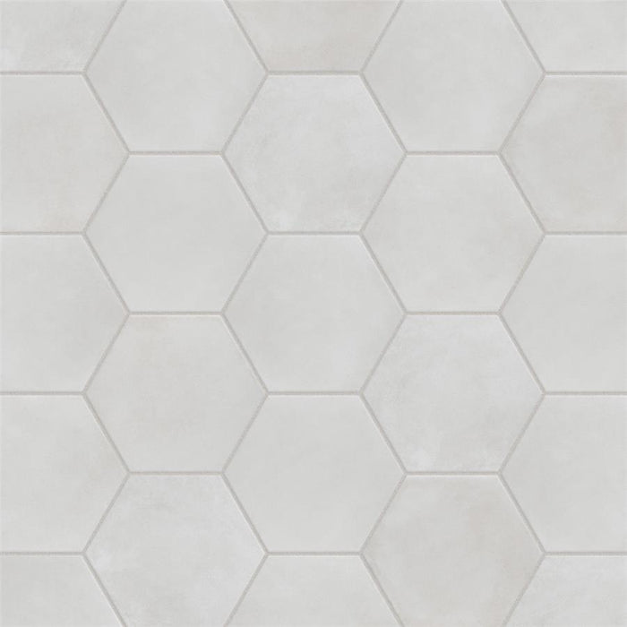 SomerTile - Matter Hexagon 7" x 9" Porcelain Tile - Bone White Grout