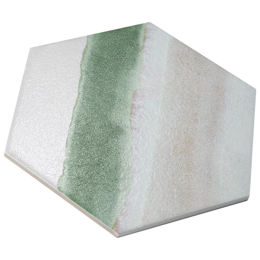 SomerTile - Matter Hexagon 7&quot; x 9&quot; Porcelain Tile - Bone Green