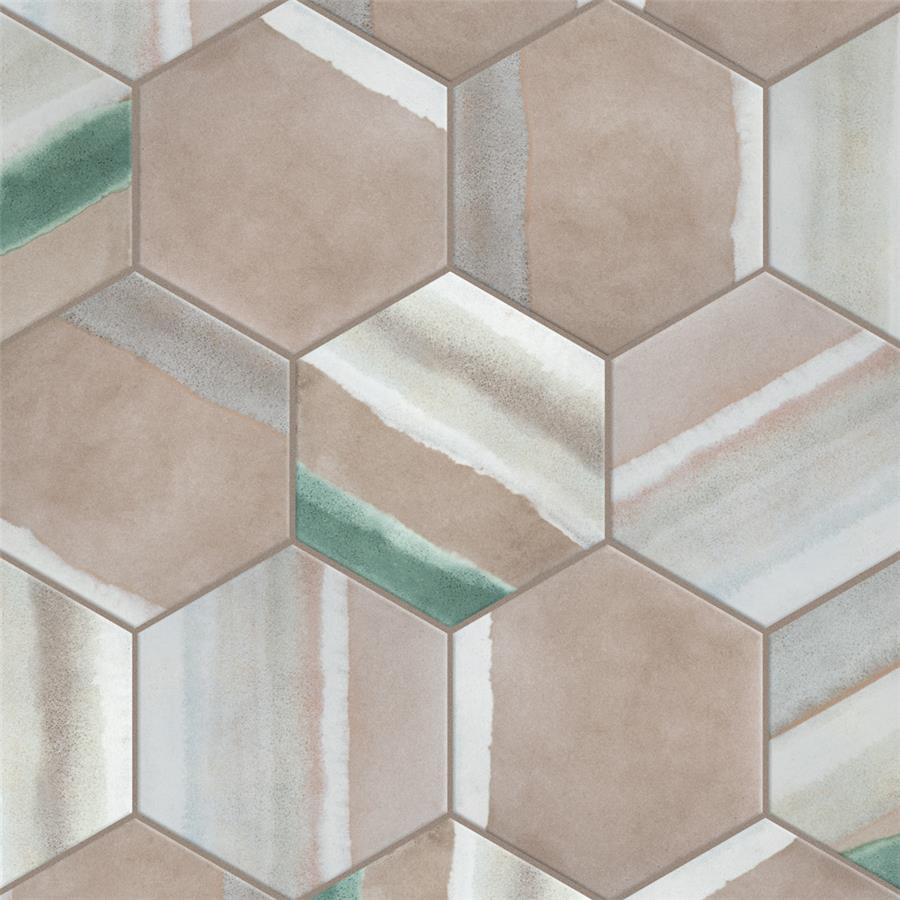 SomerTile - Matter Hexagon 7&quot; x 9&quot; Porcelain Tile - Taupe Green