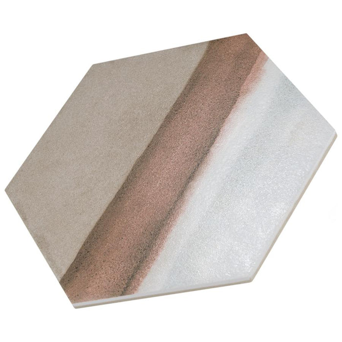 SomerTile - Matter Hexagon 7" x 9" Porcelain Tile - Taupe Red