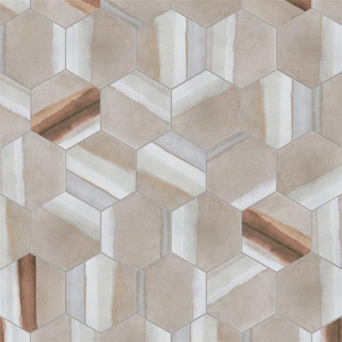 SomerTile - Matter Hexagon 7" x 9" Porcelain Tile - Taupe Red
