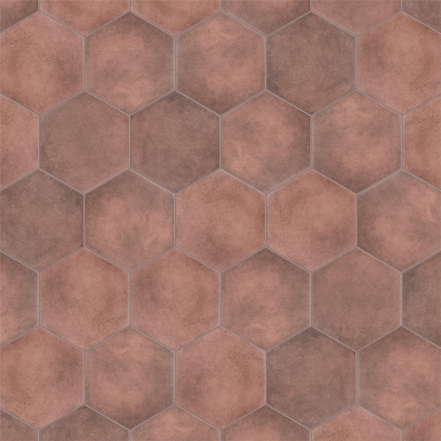 SomerTile - Matter Hexagon 7" x 9" Porcelain Tile - Red